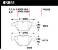 Hawk Performance Ceramic Front Brake Pads HB551Z.748 - 2007-2009 BMW 335i, 335d, 335xi, 328i and M3