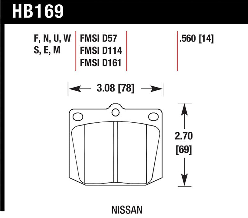 Hawk Performance Blue 9012 Front Race Brake Pads HB169E.560 - Nissan 240Z, 260Z, 280Z, 810, 620 and Toyota Corona, Cressida, Crown, Pickup