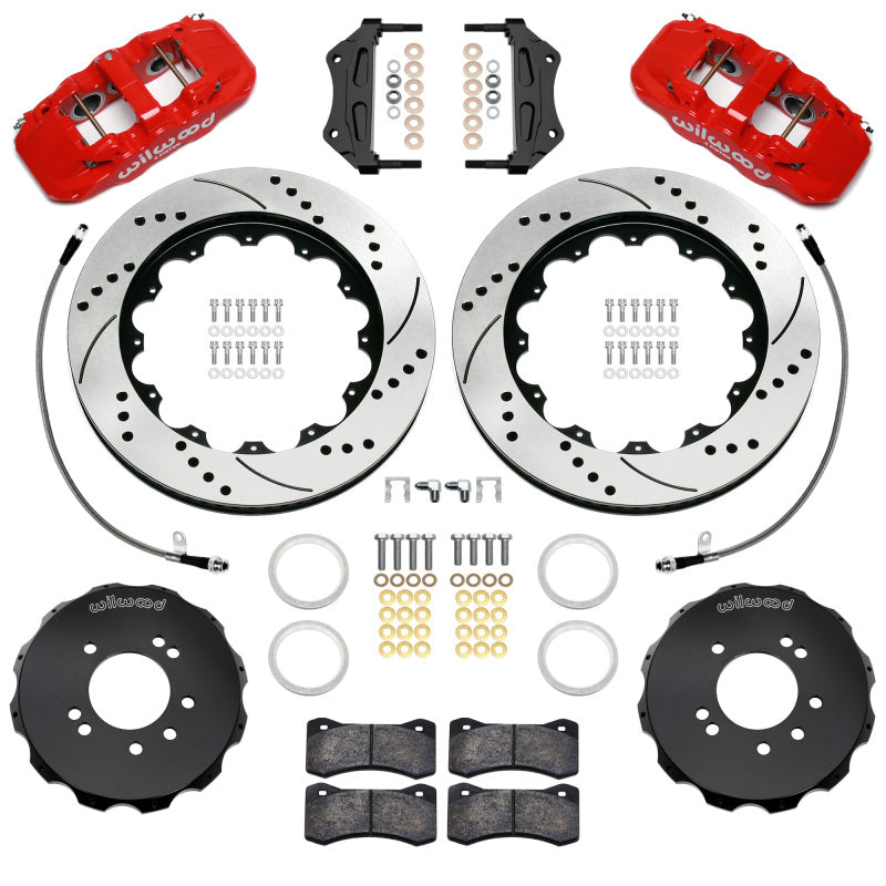 Wilwood Aerolite 6R Front Big Brake Kit 14in Drilled and Slotted Rotors Red - 1989-1998 Nissan 240SX 300ZX