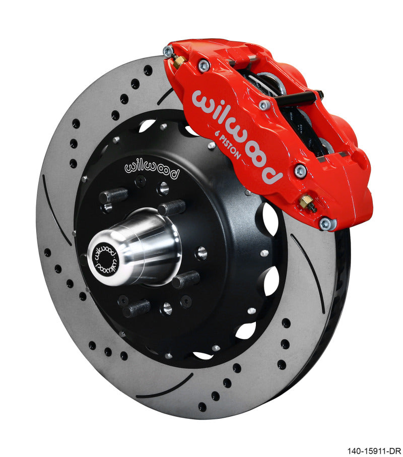 Wilwood Narrow Superlite 6R Front Big Brake Kit 14in SRP Drilled and Slotted Rotors Red - AFX Pro Spindle