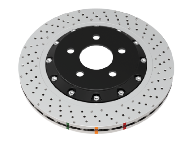 DBA 5000 Series Cross Drilled Front Rotor with Silver Hat - 2015-2018 BMW M3 with Iron Rotors (DBA53298SLVXD)