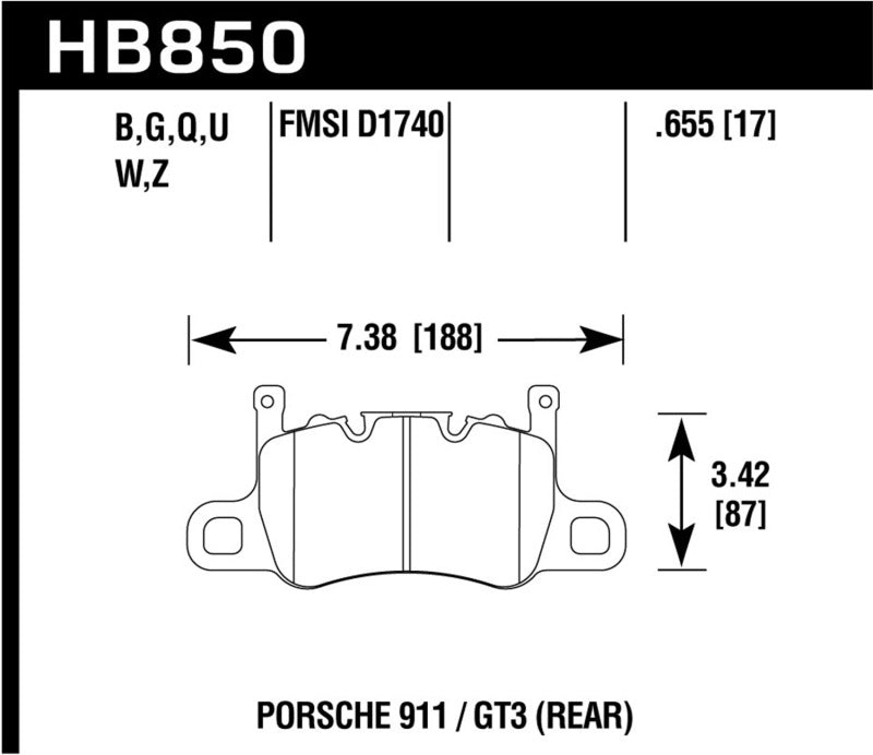 Hawk Performance DTC-60 Rear Race Brake Pad Set HB850G.655 - 2014-2017 Porsche 911 GT3