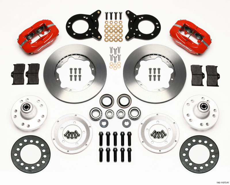 Wilwood 140-11073-R Forged Dynalite Front Big Brake Kit 11.00in Rotors Red - 1970-1973 Ford Mustang Disc and Drum Spindle