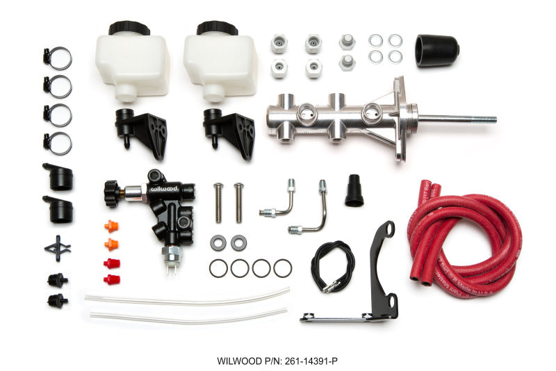 Wilwood Tandem Master Cylinder Kit with Pushrod - 1 1/8in Bore, Polished - 261-14391-P