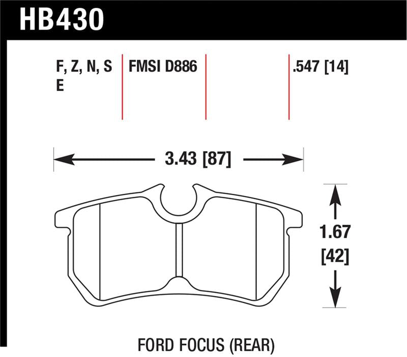 Hawk Performance HPS Street Brake Pad Set HB430F.547 - High Performance Street Compound, Low Dust