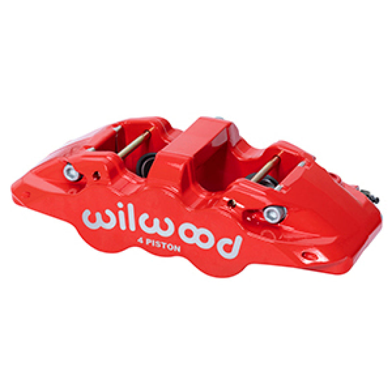 Wilwood Aero4-DS Caliper 120-14441-RD - Red, 1.12 in Pistons, 0.81 in Rotor, Dust Seal