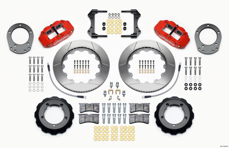 Wilwood 140-13330-R Forged Narrow Superlite 4R Front Big Brake Kit 14.00in Rotors, Red, with Lines - 1976-1977 Ford Bronco Dana 44
