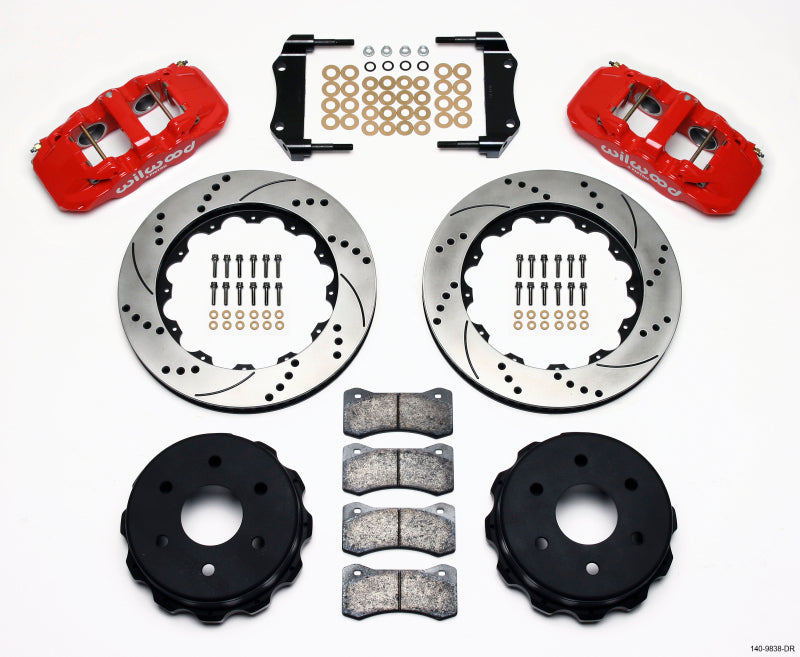 Wilwood AERO4 Rear Truck Big Brake Kit Drilled Red 14.25in 140-9838-DR - 1999-2010 GM 1500 Trucks and SUVs