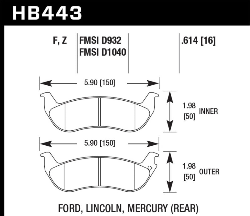 Hawk Performance DTC-30 Rear Race Brake Pads - 2003-2004 Mercury Marauder