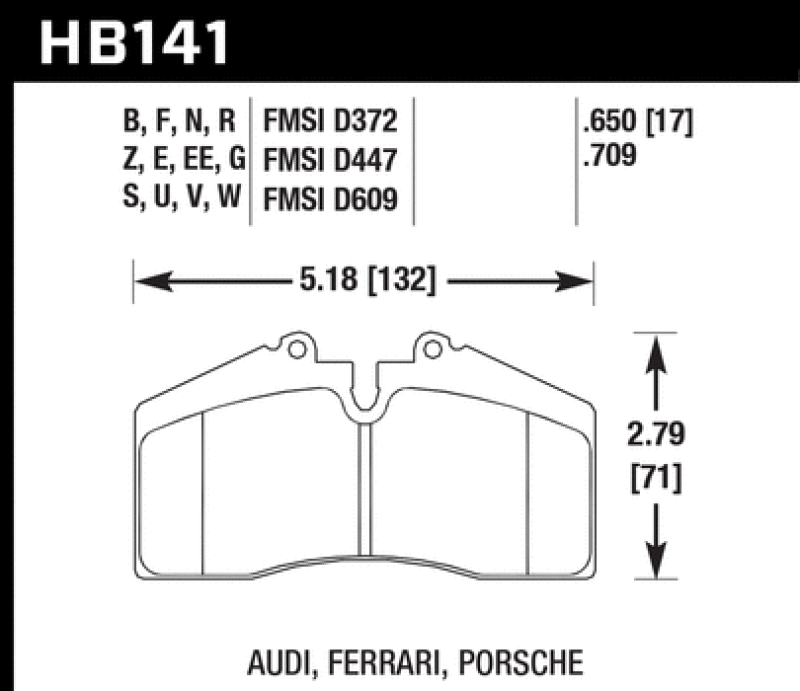 Hawk Performance HB141D.650 ER-1 Front Brake Pads - Porsche 911, 928, 944 and 968