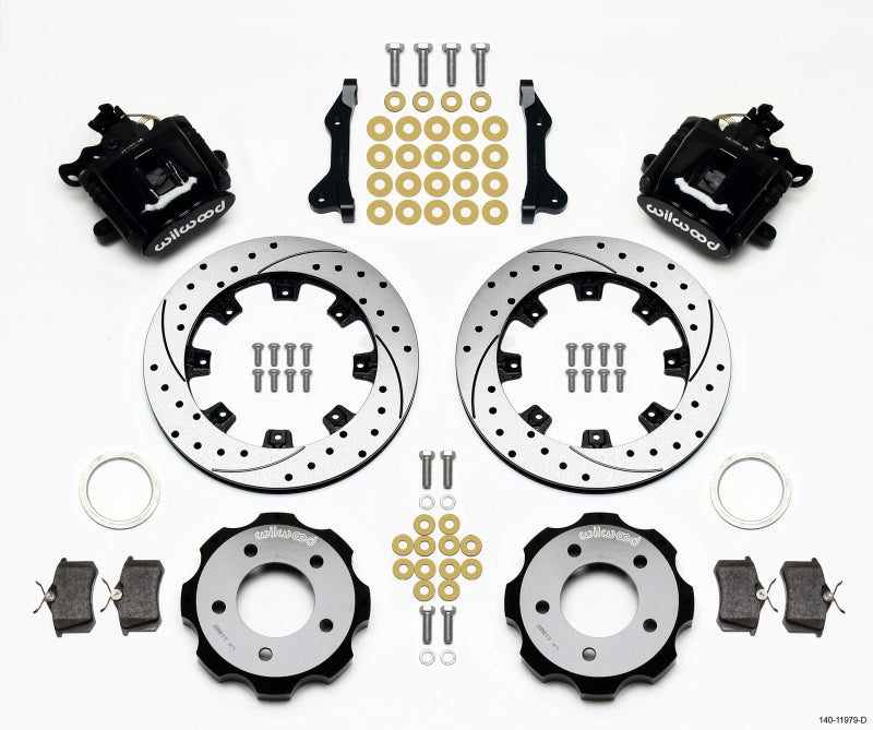 Wilwood Combination Parking Brake Rear Kit 140-11979-D - 12.19in Vented Drilled Rotors - 2006+ Honda Civic / CR-Z