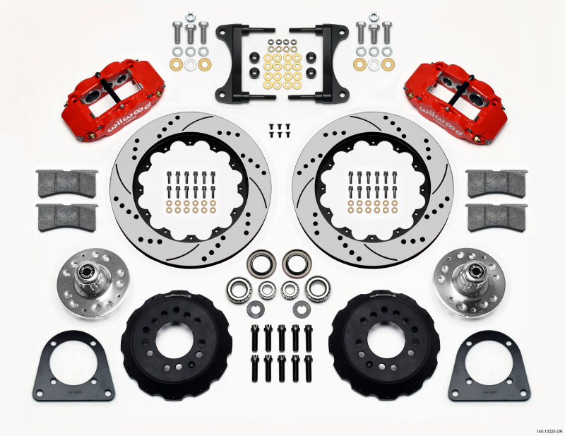 Wilwood Narrow Superlite 6R Front Big Brake Kit, Drilled Rotor, Red Calipers - TCI IFS Pinto-Based Spindle
