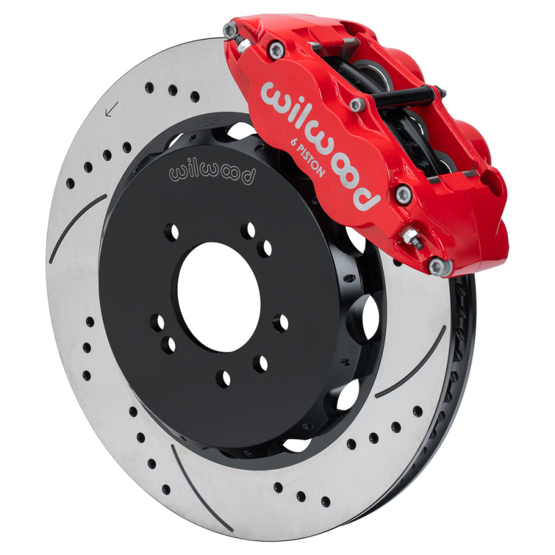 Wilwood 140-18253-DR Red Superlite 6R Front Big Brake Kit, 14.00in Drilled and Slotted Rotors - 1995-1998 Nissan Skyline