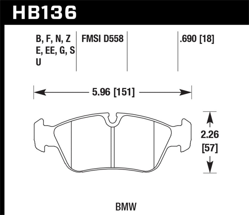 Hawk Performance ER-1 Front Brake Pads - 1992-1998 BMW 318i Sedan 1.8L