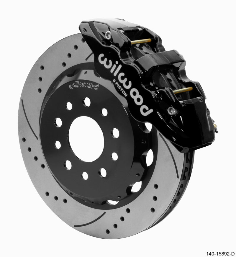 Wilwood AERO6 Front Hat Big Brake Kit 14.00in Black SRP Rotors with Lines - 2018-2025 Jeep JL