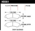Hawk HPS Front Brake Pads HB561F.710 - Chevrolet Silverado/Avalanche/Suburban/Tahoe, GMC Sierra/Yukon, Cadillac