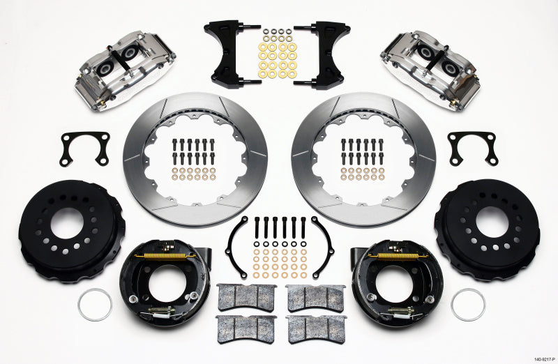 Wilwood Narrow Superlite 4R Rear Parking Brake Kit Polished 140-9217-P - Big Ford Old Style 2.36in Offset