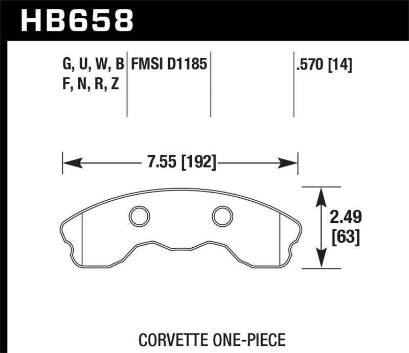 Hawk ER-1 HB658D.570 Front Race Brake Pads - 2010-2013 Chevrolet Corvette Grand Sport