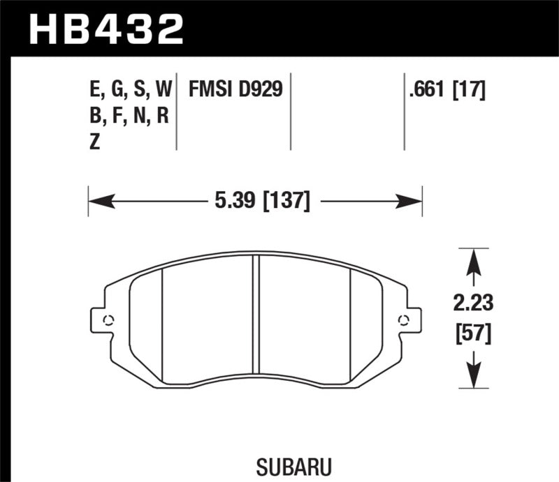 Hawk Performance ER-1 Front Brake Pad Set - 2006 Saab 9-2X 2.5i