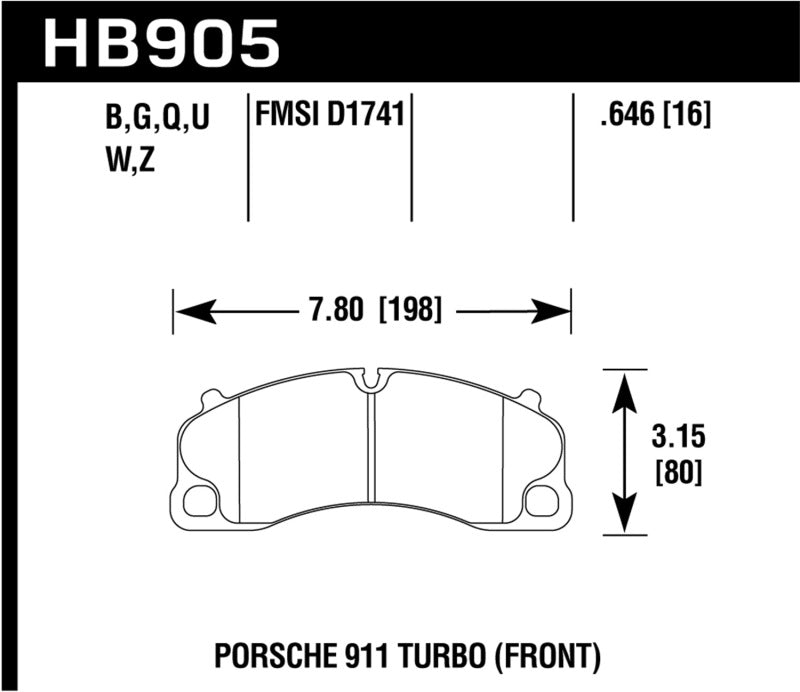 Hawk Performance HB905D.646 ER-1 Front Brake Pad Set - 2017-2020 Porsche 911