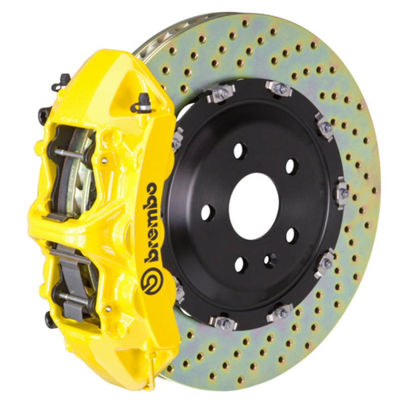 Brembo 1N1.9027A5 GT Front Big Brake Kit 6-Piston 380x34 Drilled 2-Piece Rotors Yellow - 2012-2018 Audi A6 / A7 3.0T
