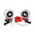 Baer Pro+ 13in Front Brake Kit 6-Piston Fire Red Calipers, 2-Piece Slotted Drilled Rotors, Std Studs - 1964-1972 Buick Skylark