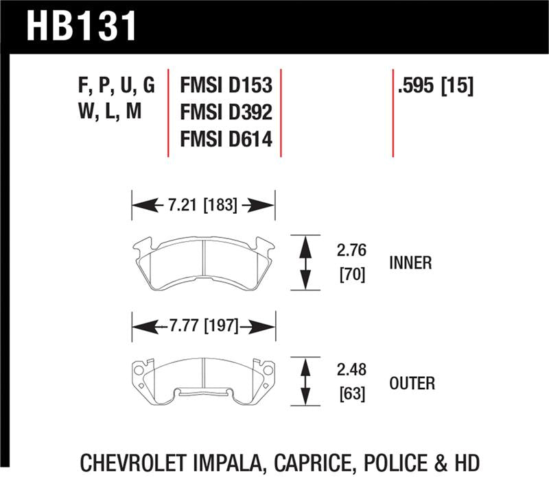 Hawk DTC-70 Front Race Brake Pads HB131U.595 - Chevy C20/C2500/C30 Pickup