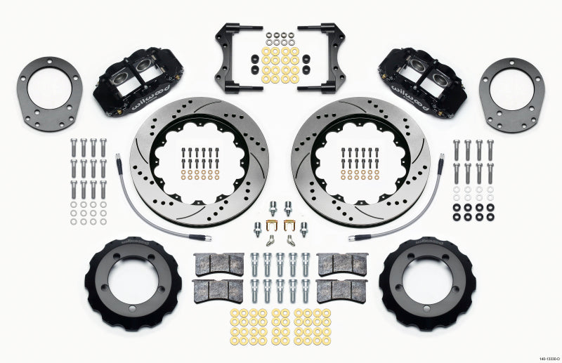Wilwood 140-13330-D Forged Narrow Superlite 4R Front Big Brake Kit 14.00in Drilled Rotors, with Lines - 1976-1977 Ford Bronco Dana 44