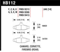 Hawk Performance HP Plus Rear Brake Pad Set HB112N.540 - 1984-1996 Chevrolet Corvette / 1988.5-1997 Pontiac Firebird