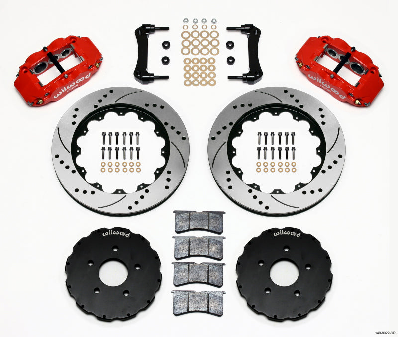 Wilwood 140-8922-DR Forged Narrow Superlite 6R Front Big Brake Kit 14in Drilled Rotors Red - Chevrolet Corvette C6