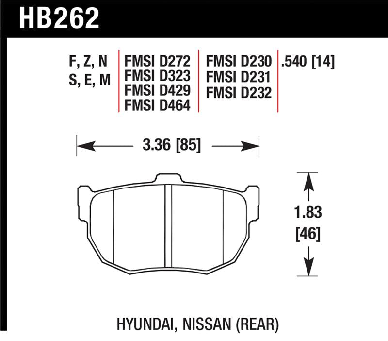 Hawk Performance HP Plus Street and Track Rear Brake Pad Set HB262N.540 - 1989-1997 Nissan 240SX SE