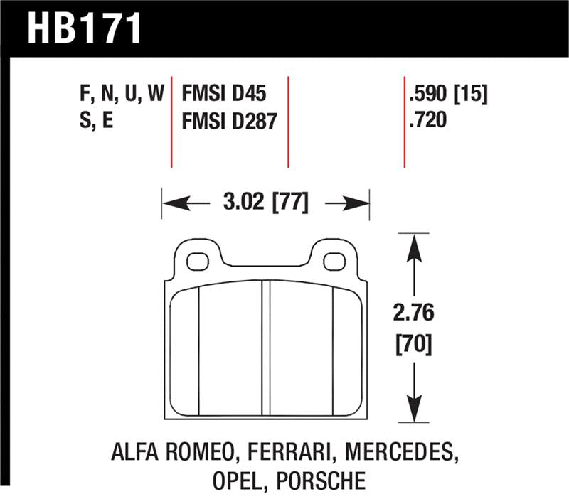 Hawk Performance DTC-70 Front Race Brake Pads - 1969-1977 & 1984-1989 Porsche 911