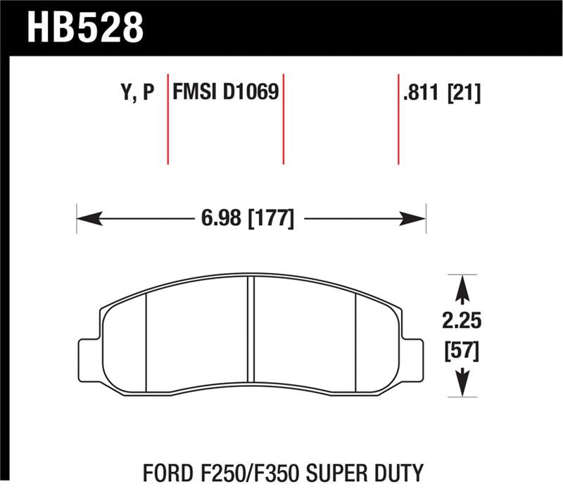 Hawk Performance LTS Front Brake Pads HB528Y.811 - 2005-2011 Ford F-250 Super Duty