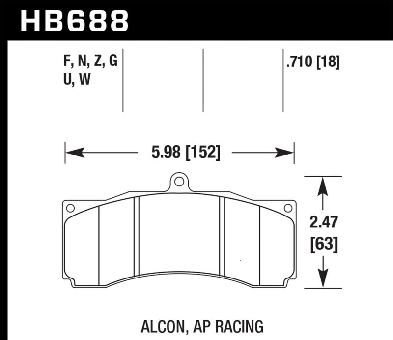 Hawk Performance HB688D.710 ER-1 Racing Brake Pads for AP Racing and Alcon Calipers