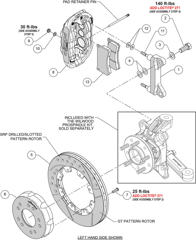 Wilwood XRS6R Front Big Brake Kit 12.19 in Slotted Rotors, Aluminum Pro Spindle, Black - Chevrolet C10 (140-18300)