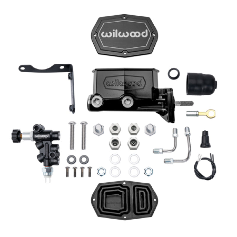 Wilwood Compact Tandem Aluminum Master Cylinder 261-17319-BK - 1.00in Bore, Black E-coat, Mopar