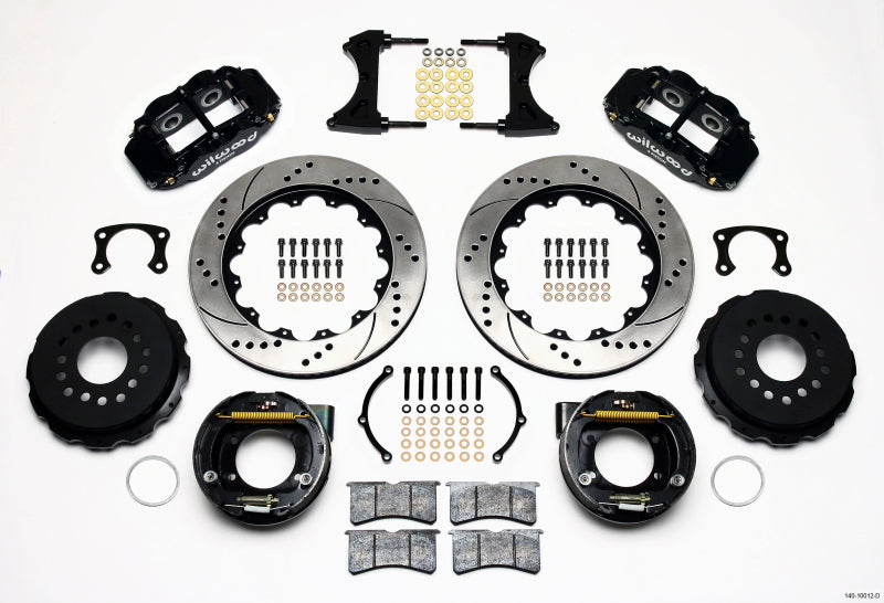 Wilwood 140-10012-D Superlite 4R Rear Parking Brake Kit 14in Drilled Rotors - New Big Ford Axle, 2.50in Offset