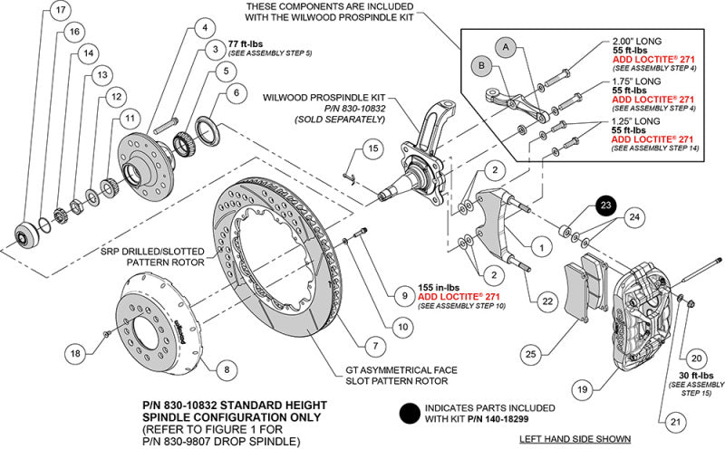 Wilwood XRS6R Front Big Brake Kit 14in Drilled and Slotted Rotors Steel Pro Spindle Black - 1963-1987 Chevrolet C10