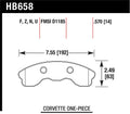 Hawk Performance HPS 5.0 Front Brake Pads HB658B.570 - 2010-2013 Chevrolet Corvette Grand Sport (One-Piece Pads)