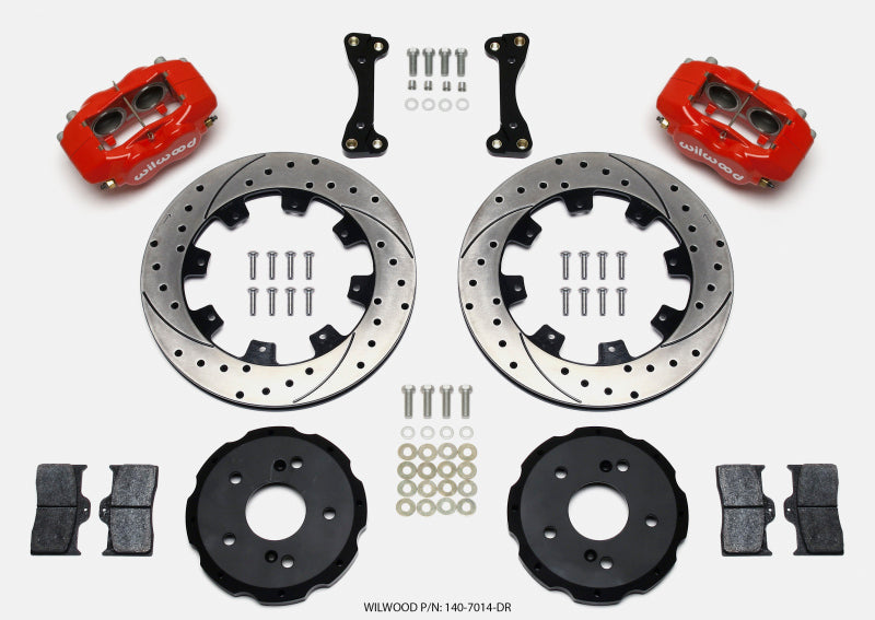 Wilwood 140-7014-DR Forged Dynalite Front Big Brake Kit 12.19in Drilled Red Calipers 5-Lug - 2002-2006 Acura RSX
