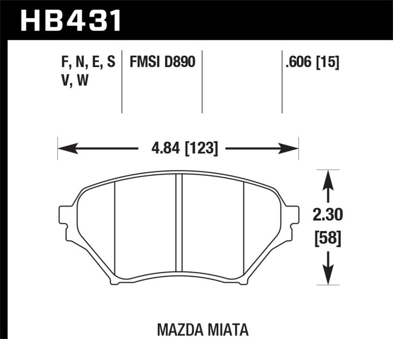 Hawk Performance ER-1 Front Brake Pads with Clips and Shims - 2001-2005 Mazda Miata 1.8L