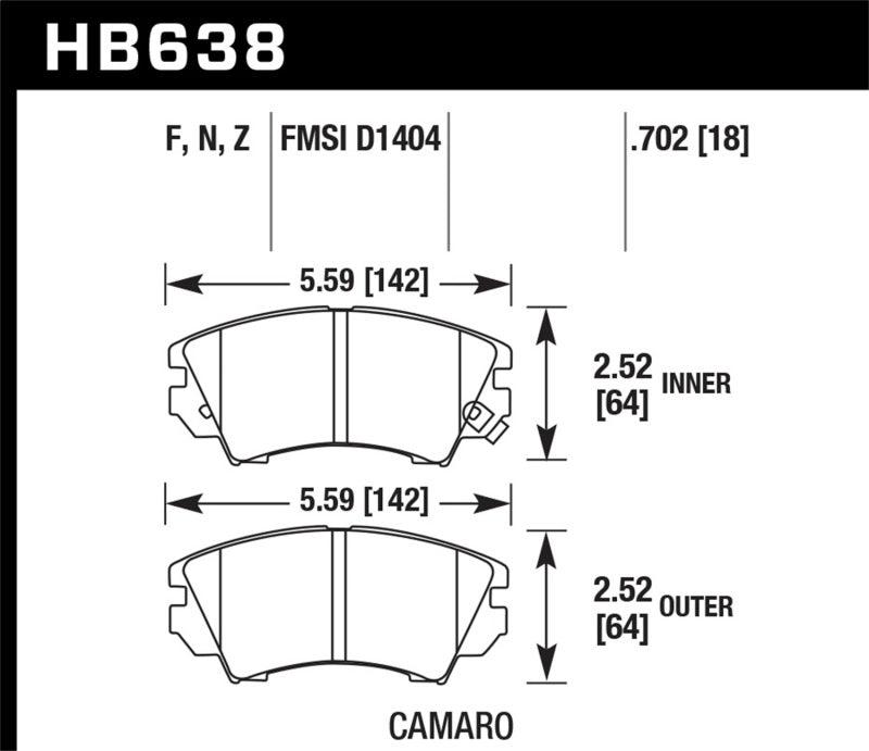 Hawk Performance HPS 5.0 Front Brake Pad Set - 2010-2015 Chevrolet Camaro