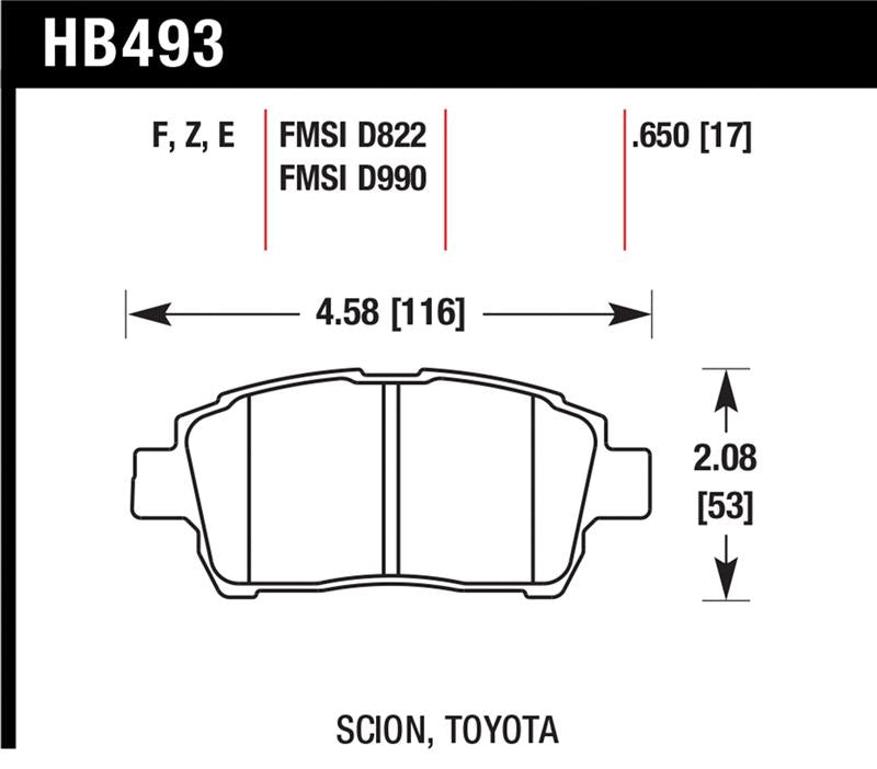 Hawk Performance HPS Street Front Brake Pad Set - 2004-2007 Scion xA/xB & 2000 Toyota MR2 Spyder