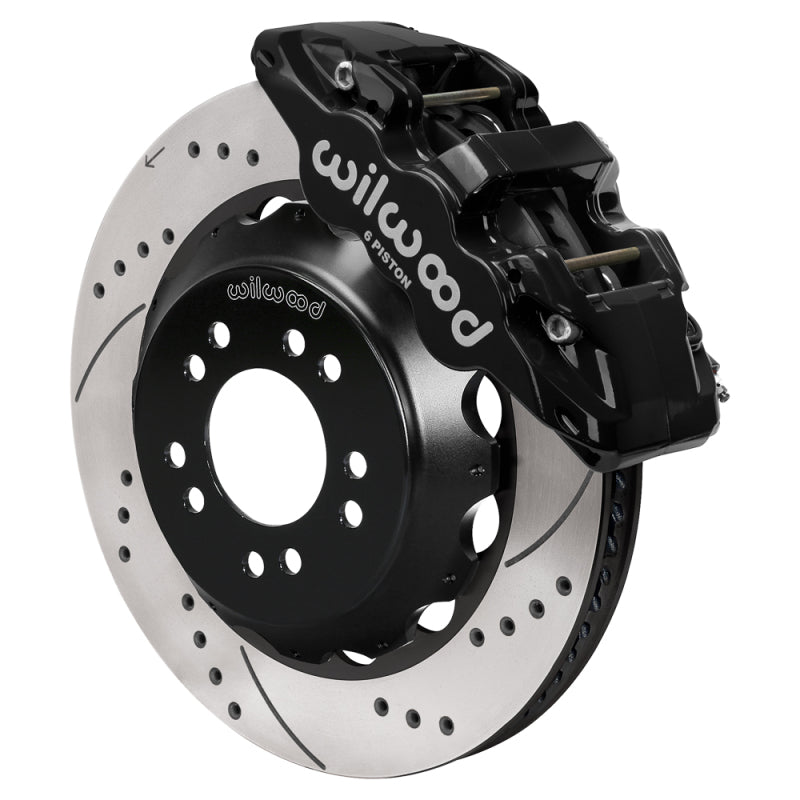 Wilwood Aero6 Front Big Brake Kit 14in Drilled and Slotted Rotor Black - 140-18367-D