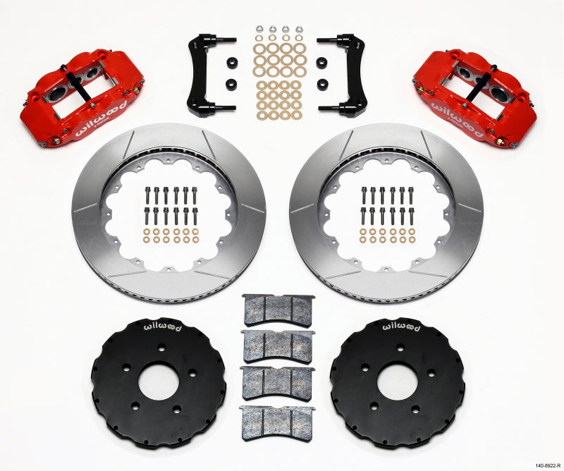 Wilwood 140-8922-R Forged Narrow Superlite 6R Front Big Brake Kit 14in Rotors Red Calipers - Chevrolet Corvette C6