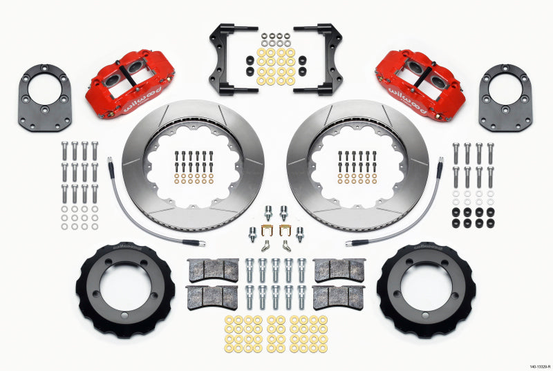 Wilwood 140-13329-R Forged Narrow Superlite 4R Front Big Brake Kit 14.00in Rotors, Red, with Lines - 1966-1975 Ford Bronco Dana 30/44