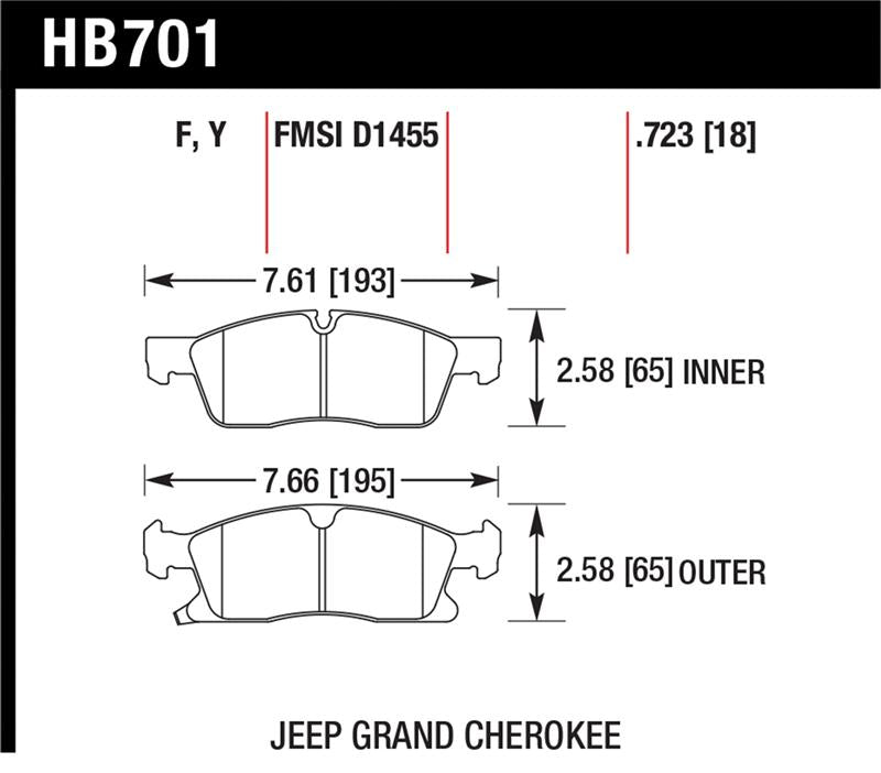 Hawk Performance Ceramic Street Front Brake Pad Set - 2011-2012 Dodge Durango
