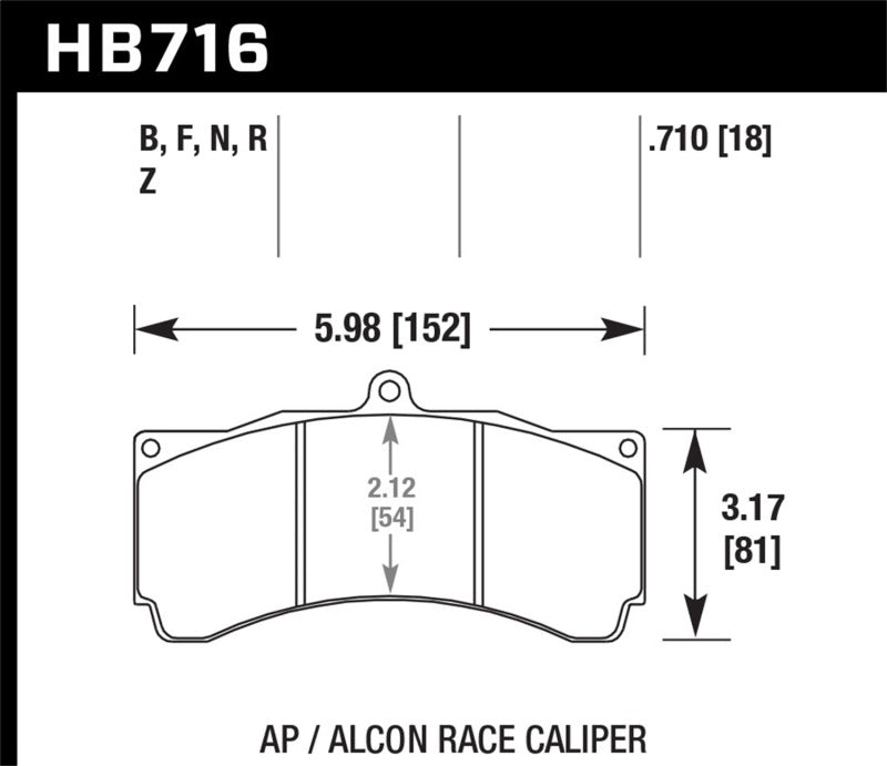 Hawk Performance HB716U.710 DTC-70 Race Brake Pads - AP Racing / Alcon Calipers