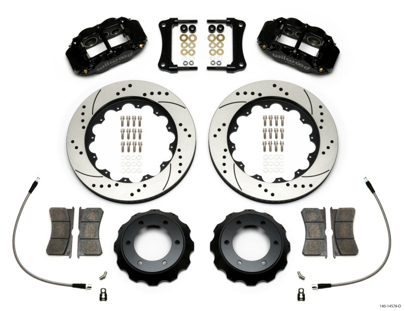 Wilwood 140-14578-D Forged Narrow Superlite 6R Front Big Brake Kit 14in Drilled Rotors, Black, with Lines - 2005-2015 Toyota Tacoma