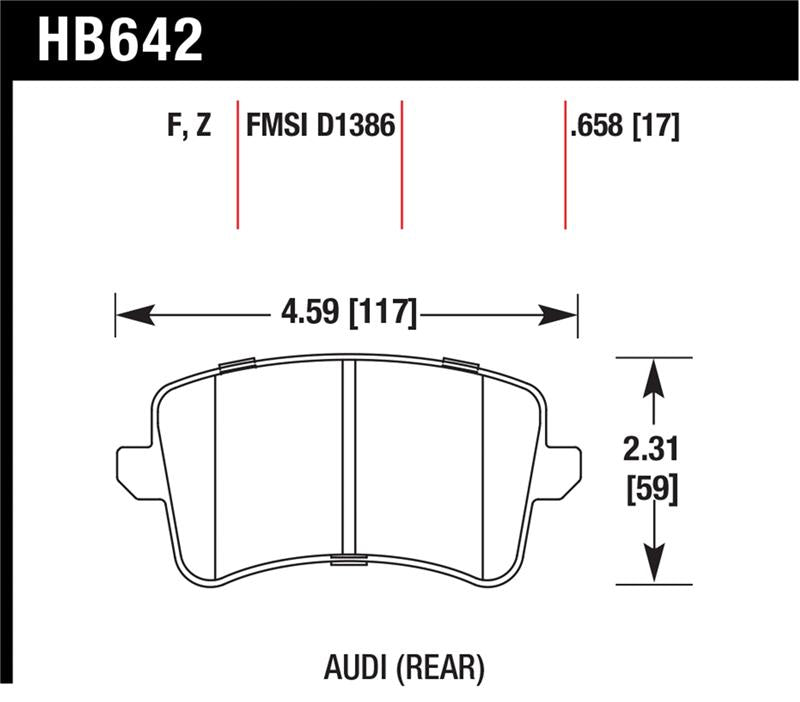 Hawk Performance HPS 5.0 Rear Brake Pad Set HB642B.658 - 2009-2014 Audi A4
